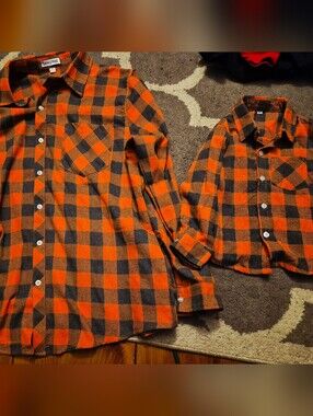 Matching Father & Son Flannel Shirts Mens Large Boys 3/4T